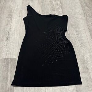 Black Midi Dress with Embellished Design